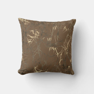 Coussin Nature Abstraite Bronze Bois Sepia Or Deep