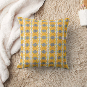 Coussin Nature Abstraite Chaud Jaune et Gris Coton