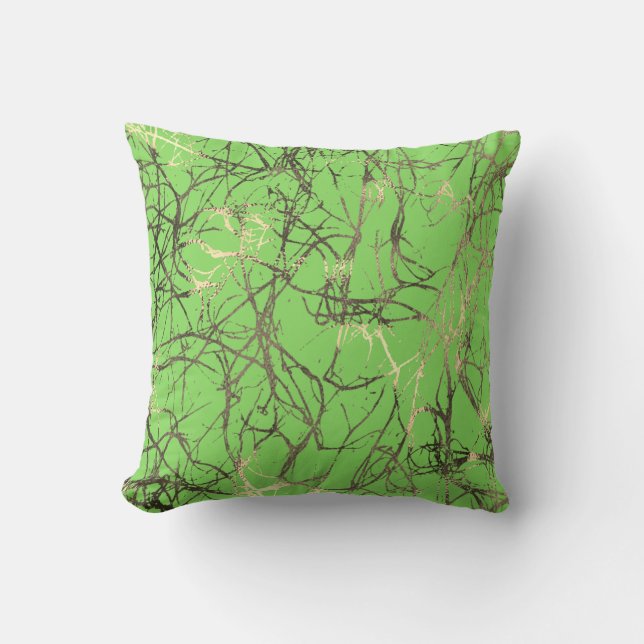 Coussin Nature Abstraite Lime verte Sepia Gold Nerves VIP (Recto)