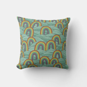 Coussin Nature arc-en-ciel : Composition Vintage dessinée 