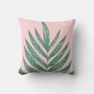 Coussin Nature botanique Illustration tropicale rose vert