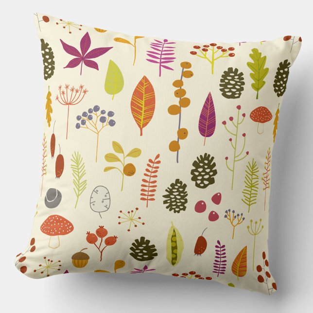 Coussin Nature des bois (Autumn fall leaves pattern throw pillow)