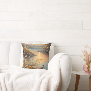 Coussin Nature des oiseaux, illustration de l'imaginaire,