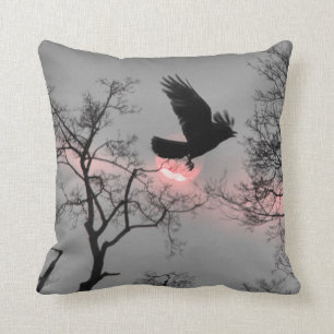 Coussin Nature et Corbeau