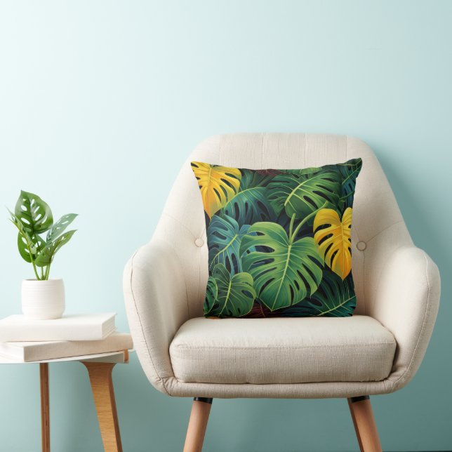 Coussin Nature Monstera Feuilles (Chaise)