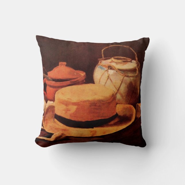 Coussin Nature morte Chapeau de paille jaune de Vincent va (Recto)