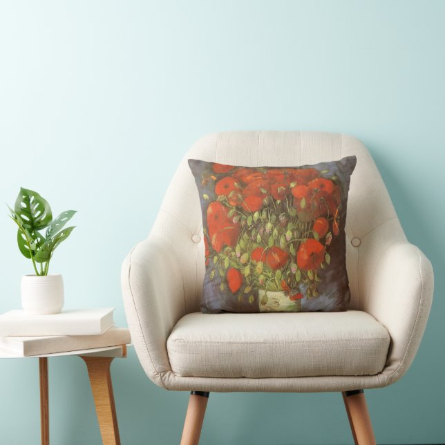 Coussin Nature morte de Vincent van Gogh Vase aux Coquelic (Chaise)