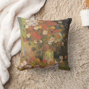 Coussin Nature morte florale de Van Gogh Red Poppies & Ros