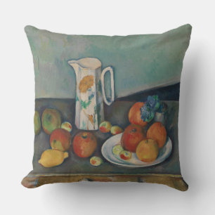 Coussin Nature morte, pichet de lait et fruits sur une tab