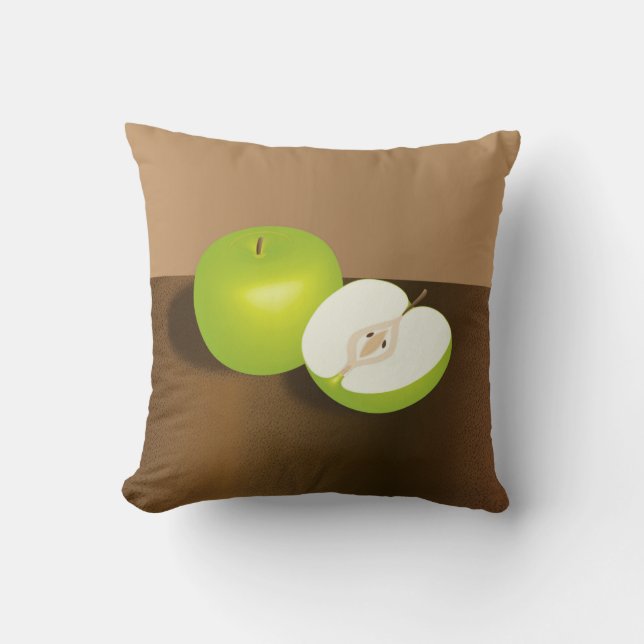 Coussin Nature morte pomme verte et demie (Recto)
