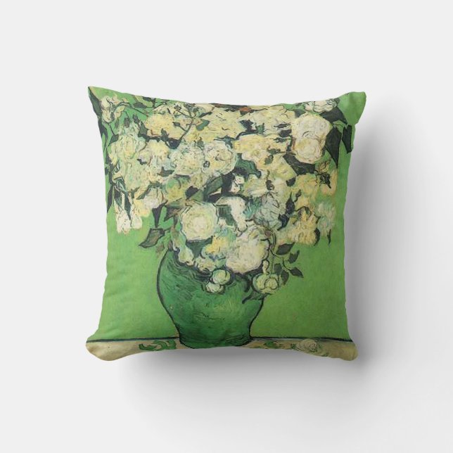 Coussin Nature morte - Roses roses dans un vase, van Gogh (Recto)