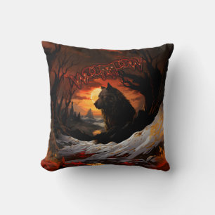Coussin Nature sauvage éternelle : gardienne de loup noir