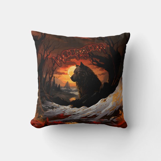 Coussin Nature sauvage éternelle : gardienne de loup noir (Recto)