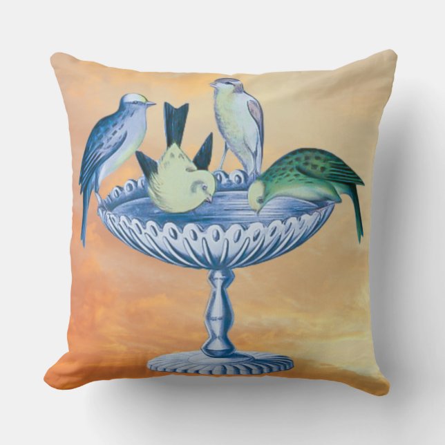 Coussin Nature sauvage - Jardin Oiseaux de bain d'oiseaux (Recto)