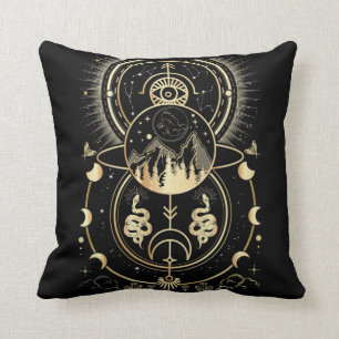 Coussin Nature spirituelle Lune Astrologie Étoiles Serpent