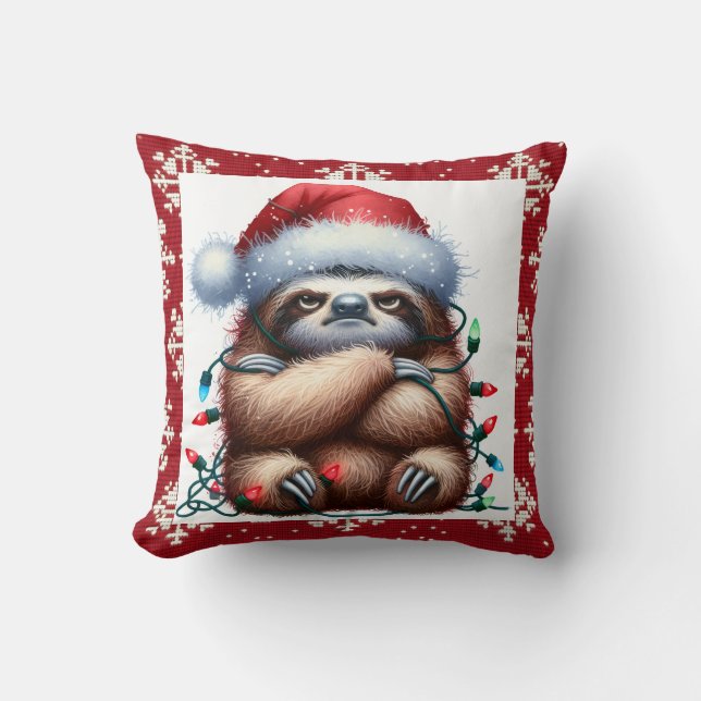 Coussin Naughty Christmas Lights Sloth (Recto)