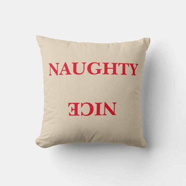 Coussin Naughty Nice Red Text Noël (Recto)