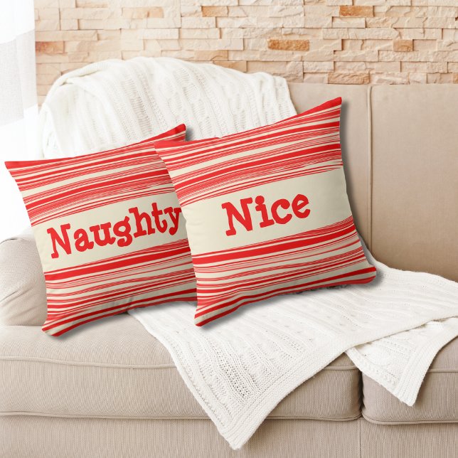 Coussin Naughty Red Pepperment Candy Marbled Stripes (Créateur téléchargé)