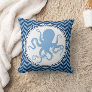 Coussin Nautical Blue Octopus côtier
