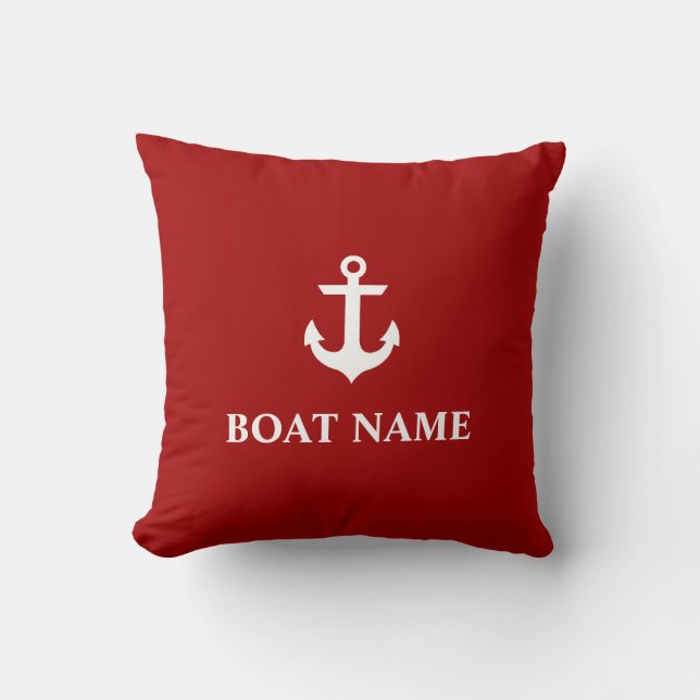 Coussin Nautical Boat Name Ancre Lancer l'oreiller Rouge (Recto)