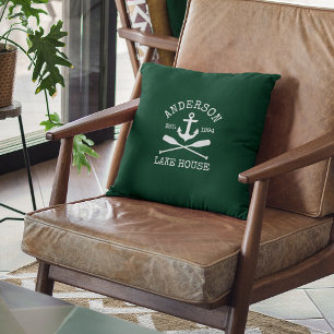 Coussin Nautical Lake House Famille Ancre Oars Green