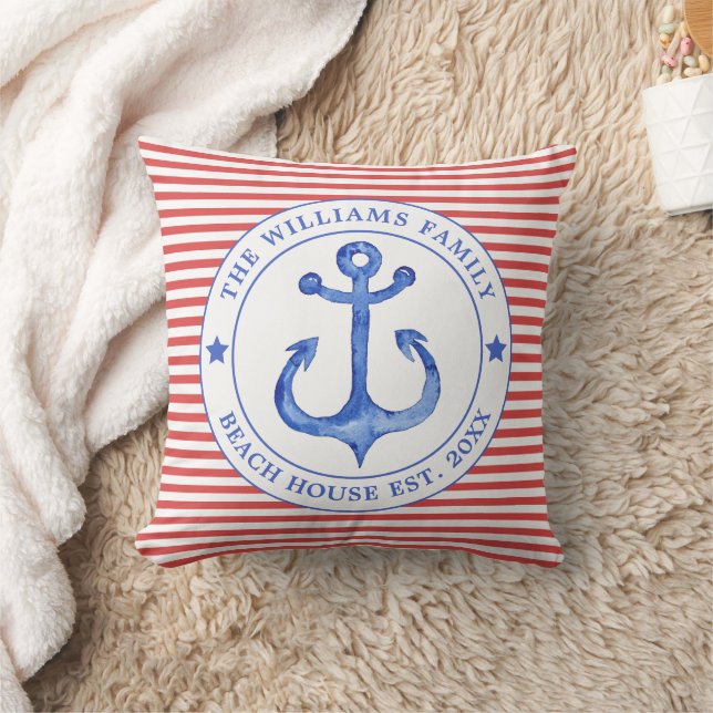 Coussin Nautical Red Striped (Couverture)