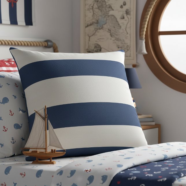 Coussin Nautical Striped Weave Navy White ID1248 (Créateur téléchargé)