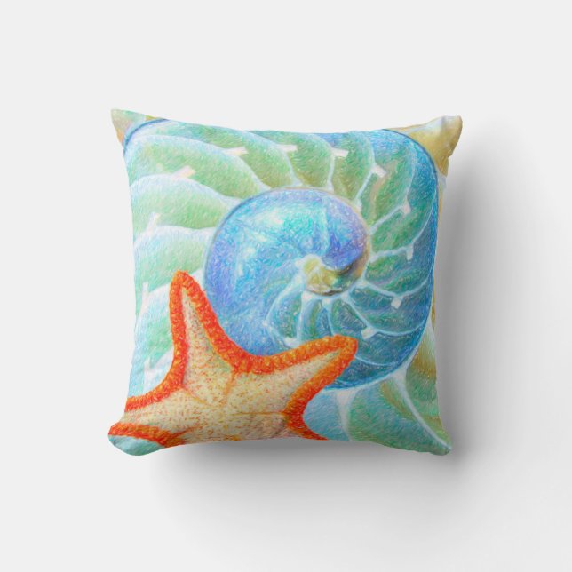 Coussin Nautilus Et Épis (Recto)