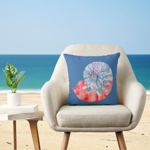 Coussin Nautilus gris bleu sur bleu