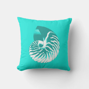 Coussin Nautilus Shell - Turquoise et Aqua