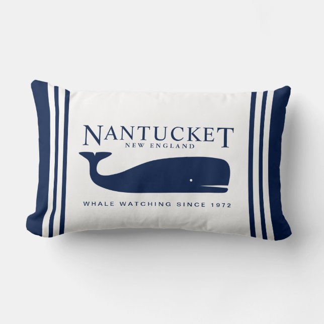 Coussin nautique, Baleine, Bleu et Blanc, Maritime (Recto)