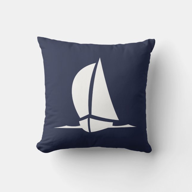Coussin Nautique Blancs Marine Bleu Côte (Recto)