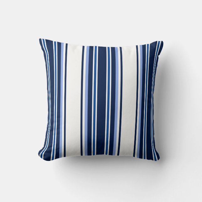Coussin nautique, Coussin rayé bleu blanc (Recto)