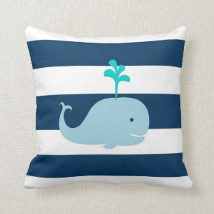 Coussin nautique de baleine dans le bleu marine et
