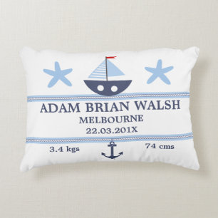 Coussin nautique de faire-part de naissance