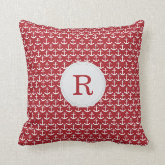 Coussin nautique de motif de monogramme d'Ancre en