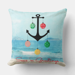 Coussin nautique de Noël avec Ancre