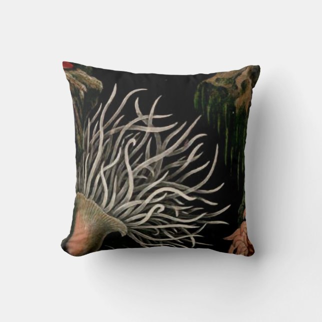 Coussin nautique de noir de conceptions d'actinie (Recto)