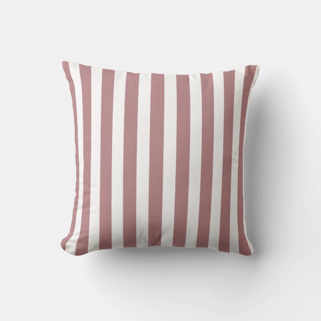 Coussin Nautique Dusty rose et blanc rayé (Recto)