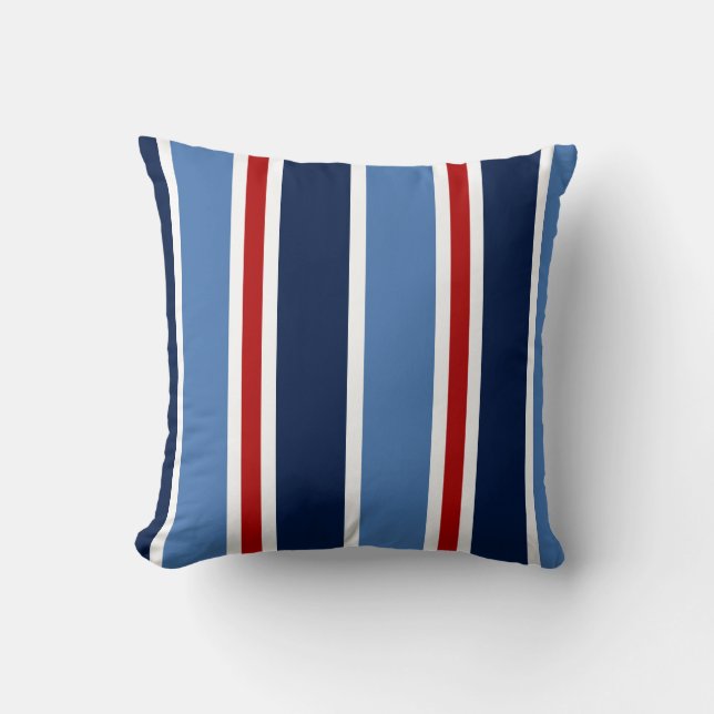 Coussin nautique, Grilles de régate, Bleu, Blanc,  (Recto)