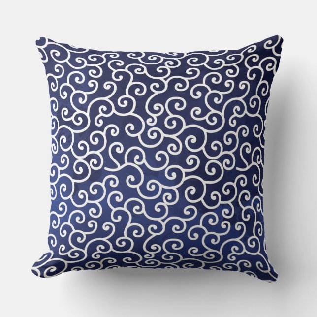 Coussin Nautique Japonais bleu marine (Recto)