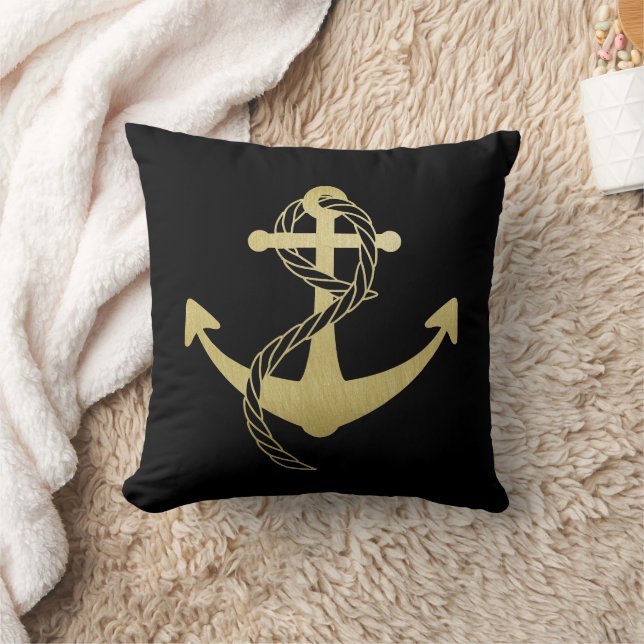 Coussin Nautique moderne Noir & Or (Couverture)