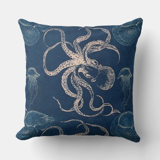 Coussin "Nautique/Octopus" JETER LE COULEUR (Recto)