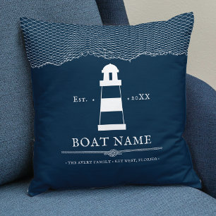 Coussin Nautique Personnalisé phare Nom du bateau