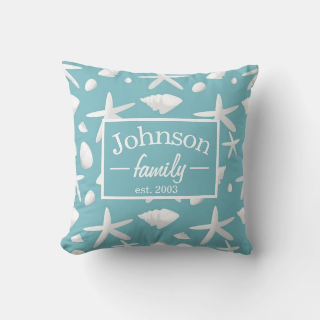 Coussin Nautique Seastar Seashells Family Beach House (Recto)