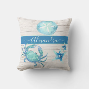 Coussin Nautique Turquoise bleu Crabe Dollar extérieur Cou