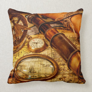 Coussin nautique vintage de carte