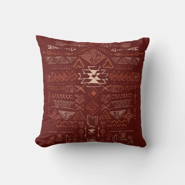 Coussin Navajo Aztec : Ethnic Doodle Motif. (Recto)