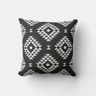 Coussin Navajo Géométrique : Tribal Blanc Noir.