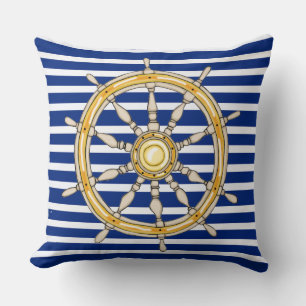 Coussin Navire Bleu Bleu de la Marine Nautique Roue 1 Cous
